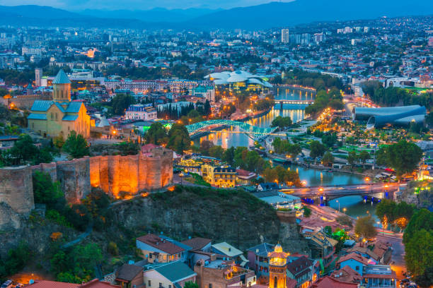 istock Panoramic view of Tbilisi, Georgia after sunset 1066851734