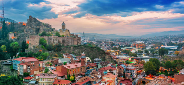 istock Panoramic view of Tbilisi, Georgia after sunset 1066851958