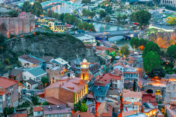 istock Panoramic view of Tbilisi, Georgia after sunset 1066852076