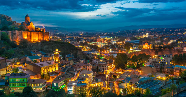 istock Panoramic view of Tbilisi, Georgia after sunset 1066852092