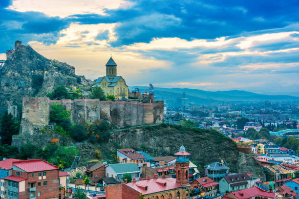 istock Panoramic view of Tbilisi, Georgia after sunset 1066852100