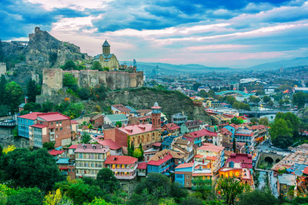 istock Panoramic view of Tbilisi, Georgia after sunset 1066852264