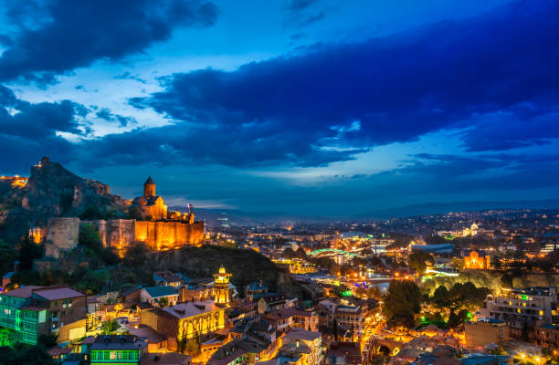 istock Panoramic view of Tbilisi, Georgia after sunset 1066852364