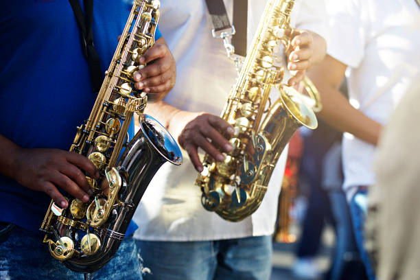 Bo Kaap Kaapse Klopse Saxophone players stock photo