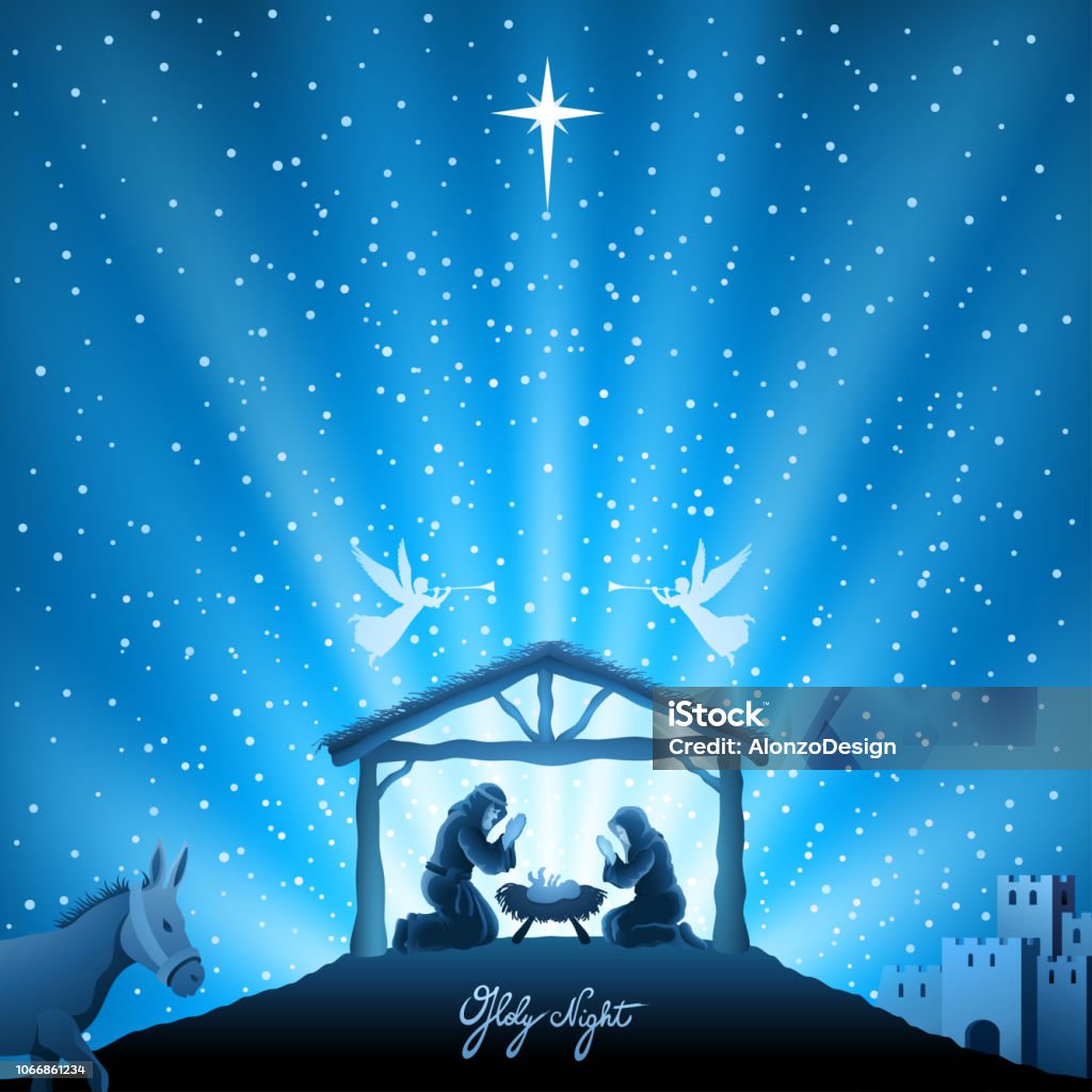 O holy night Nativity Spirituality stock vector