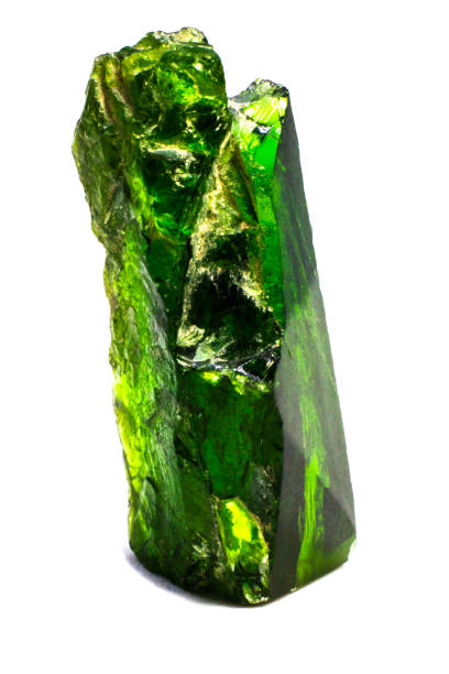 istock Natural chrome diopside rock on a white background 1066861242