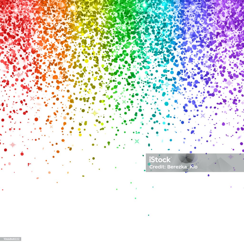 Rainbow falling glitter on white background. Vector Rainbow falling glitter on white background. Vector illustration Glittering stock vector