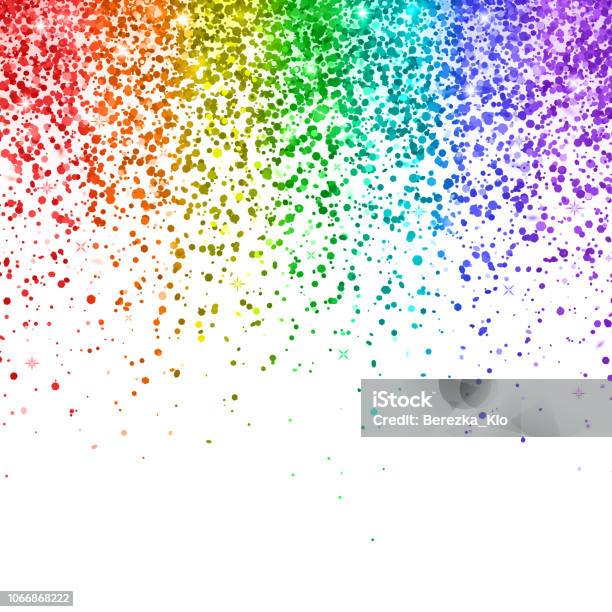 Rainbow Falling Glitter On White Background Vector Stock Illustration - Download Image Now