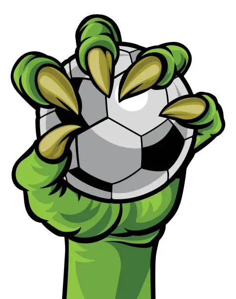 Vector illustration of Claw Monster Hand Holding a Soccer Ball