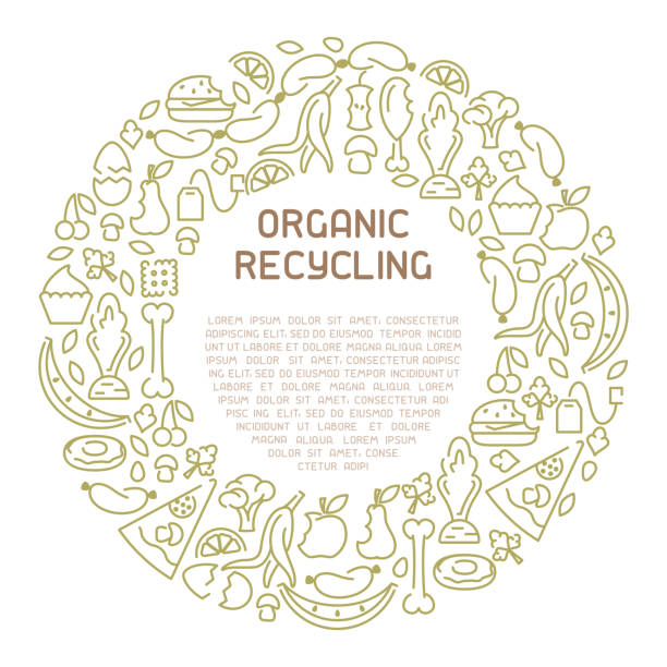 illustrazioni stock, clip art, cartoni animati e icone di tendenza di banner informativo sui rifiuti organici - spreco alimentare
