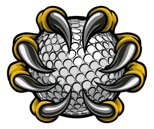 Vector illustration of Monster or animal claw holding Golf Ball