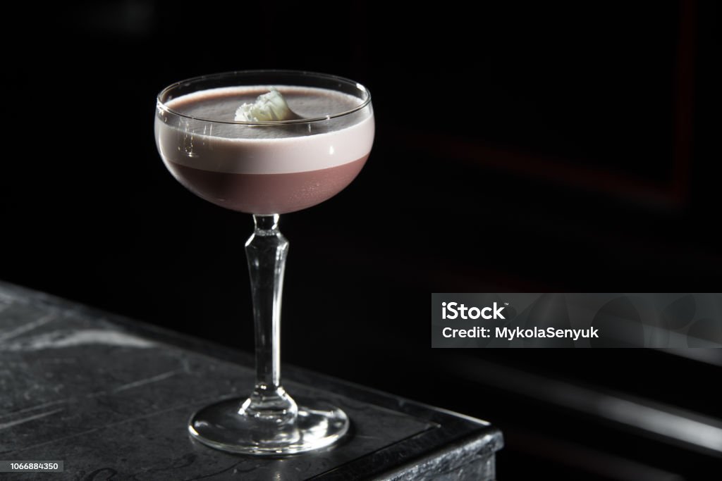 Porto Flip Cocktail On A Bar Desk Black Background Stock Photo - Download  Image Now - iStock