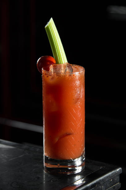 istock Bloody Mary on a bar desk. black background. 1066886286