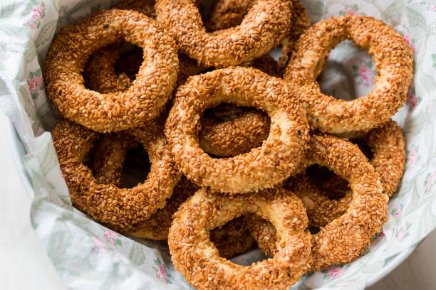 istock Turkish Bagel Kandil Simidi / Simit with Sesame Seeds. 1066894012