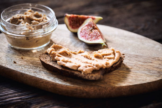 Delicious sandwich with pate and figs