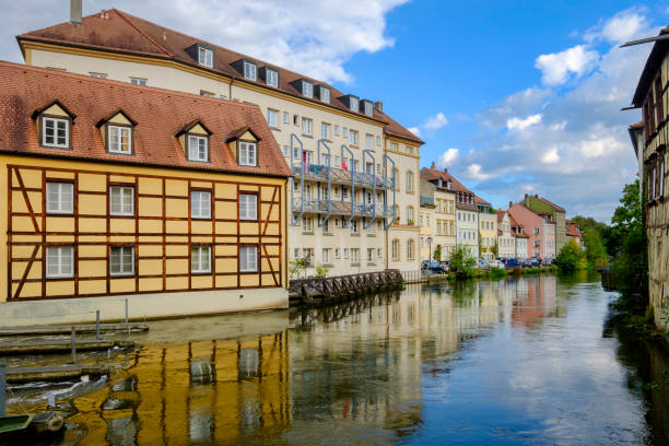Bamberg, Bamberg, cityscape along the Linker Regnitzarm river (Bavaria, Germany)