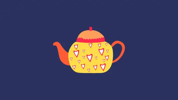Vector illustration of Tea kettle with artistic layout icon