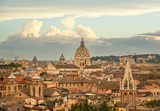 istock Rome skyline with church cupolas at dusk, Italy 1066898124