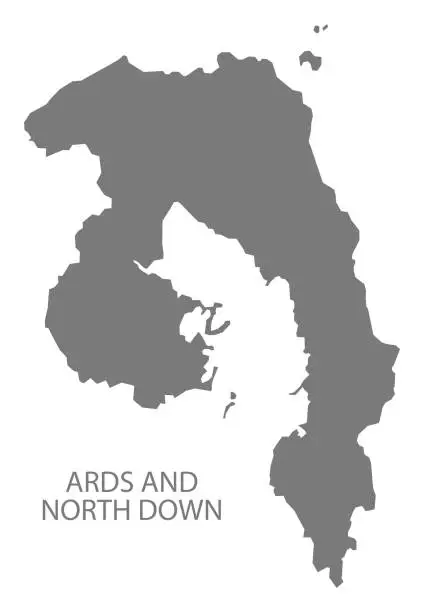 Vector illustration of Ards and North Down map grey