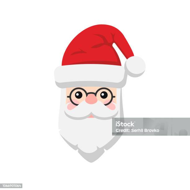 Santa Claus Icon Santa Claus Face In Flat Design Icon Isolated On White Background Vector Illustration Stock Illustration - Download Image Now