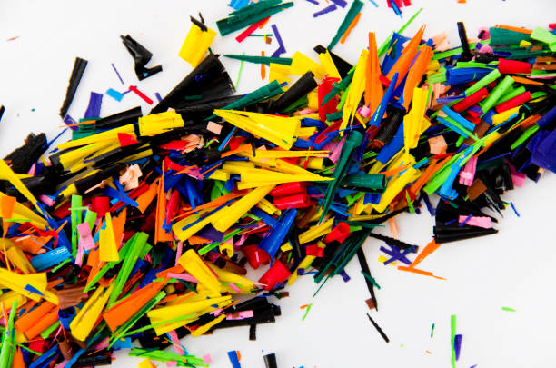istock Crayons shavings  on white background 1066902216