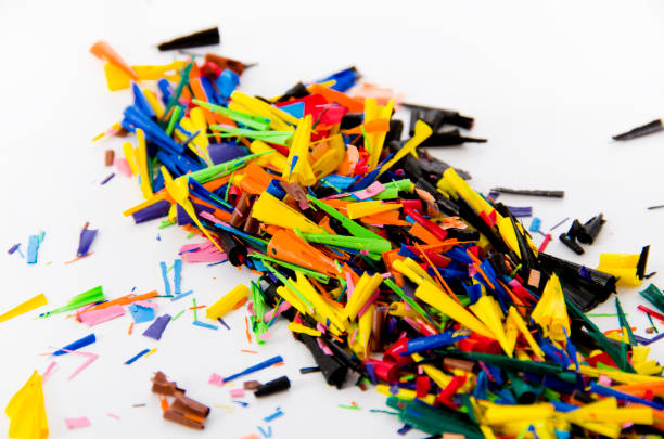 istock Crayons shavings  on white background 1066902442