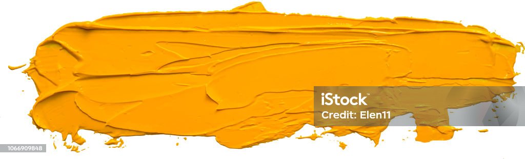 Peinture à l’huile jaune texturée coup de pinceau, convexe avec ombres, isolés sur fond transparent. Illustration de vecteur EPS 10. - clipart vectoriel de Peinture libre de droits