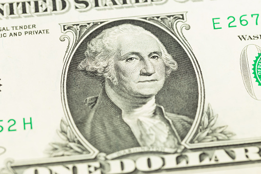 George Washington on one dollar banknote