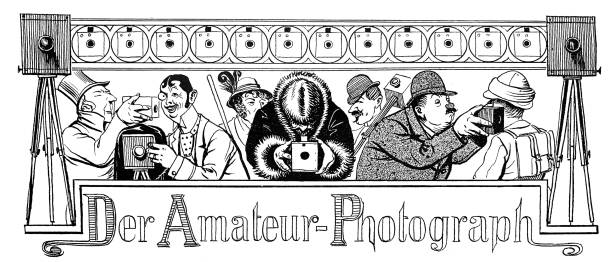 Amateur photographer - 1896 Amateur photographer - 1896 camera engraving old retro revival stock illustrations