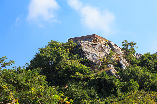 Gandhakuti or Buddha's hut at Griddhakuta Hill Peak, Rajgir, Bihar, India