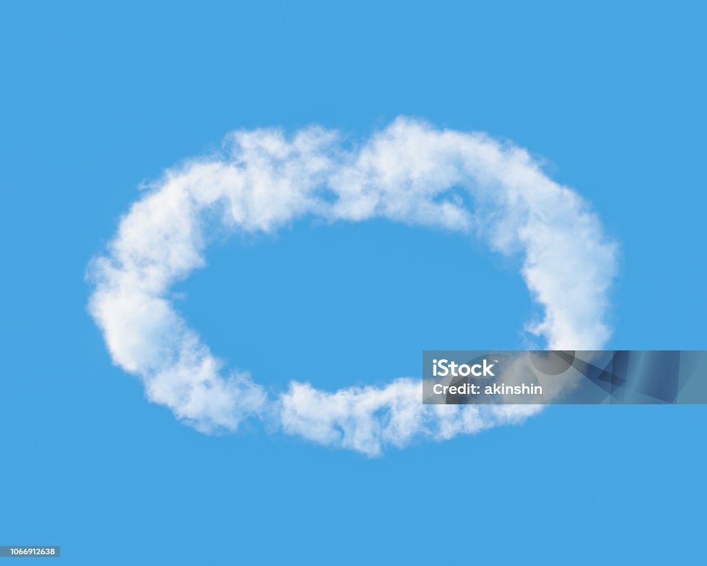 Cloud in  shape of  halo against the blue sky. 3D illustration. Cloud - Sky Stock Photo