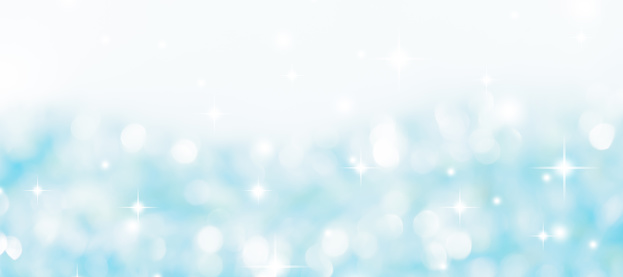 abstract blurred blue and soft gradient color and panoramic background with snowfall and blink star effect for merry christmas and happy new year festival design and element web banner,ads  concept