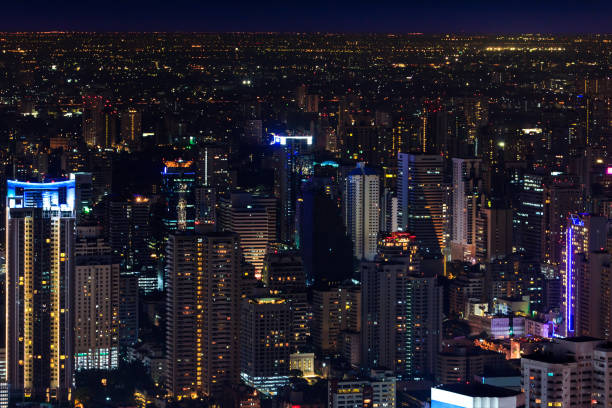 istock Downtown and business district in bangkok at night 1066916664