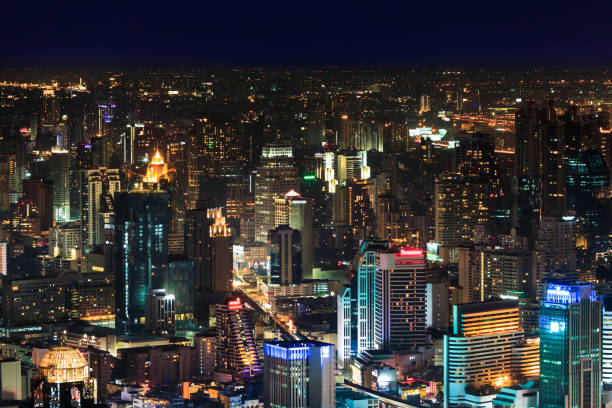 istock Downtown and business district in bangkok at night 1066916720