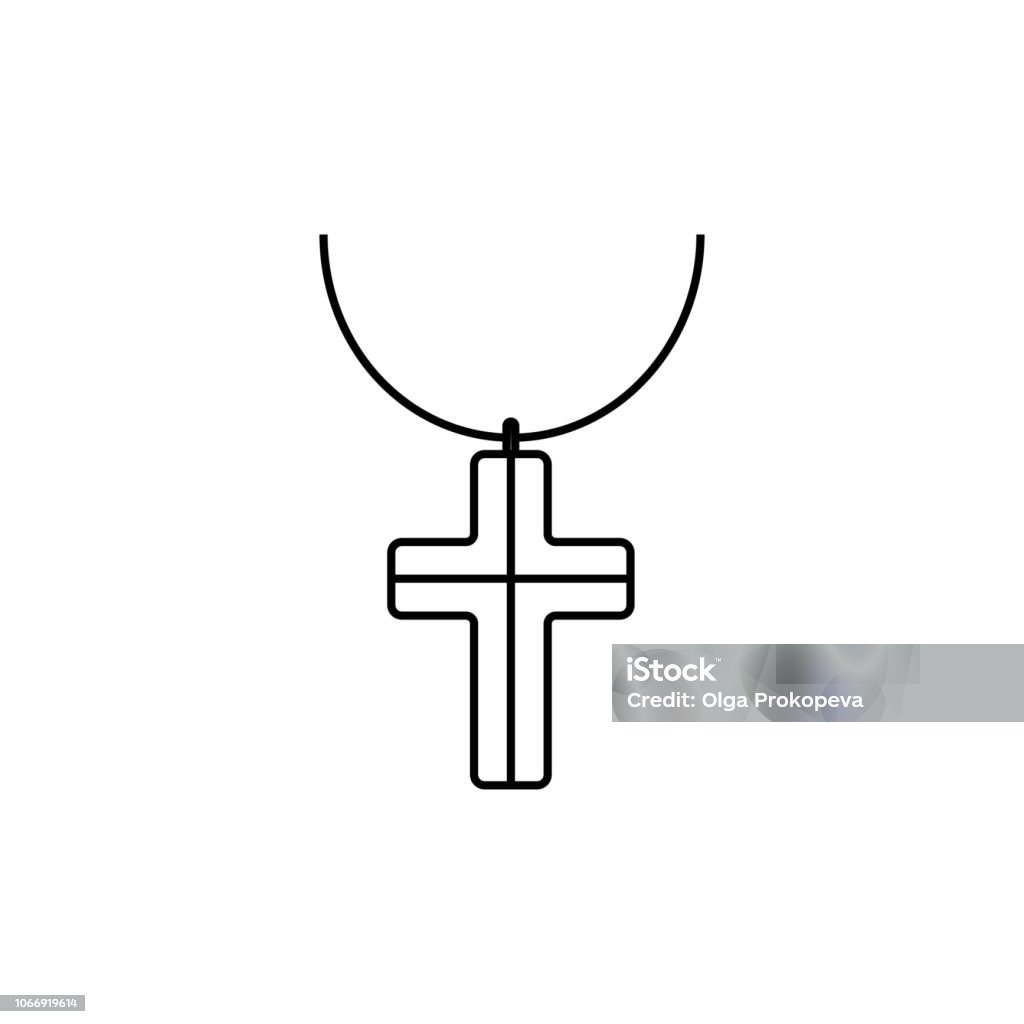 Übersicht-Halskette Kreuz-Symbol auf grauem Hintergrund isoliert. Moderne einfache flache Symbol für Website-Design, Logo, app, UI. Editierbare Schlaganfall. Vektor-Illustration. EPS10 - Lizenzfrei Armband Vektorgrafik