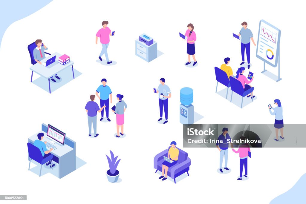 オフィスの人々 - 投影図のロイヤリティフリーベクトルアート