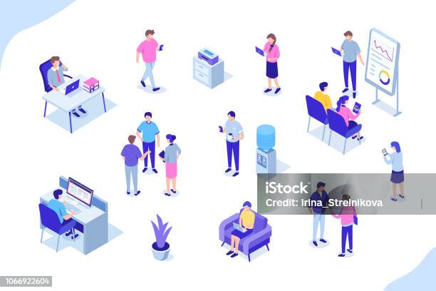 Office People Stock Illustration - Download Image Now - Isometric Projection, People, Office