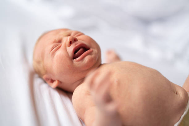 istock 1 Month Baby Boy with Diaper Crying 1066926842