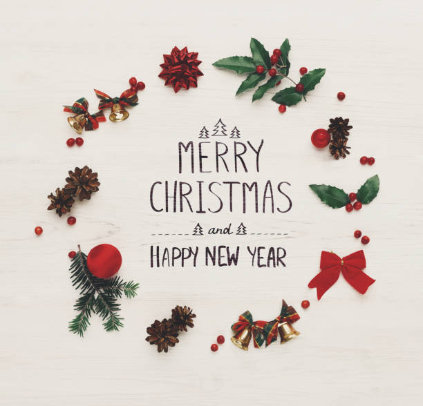 istock Christmas decoration frame on wooden background 1066928926