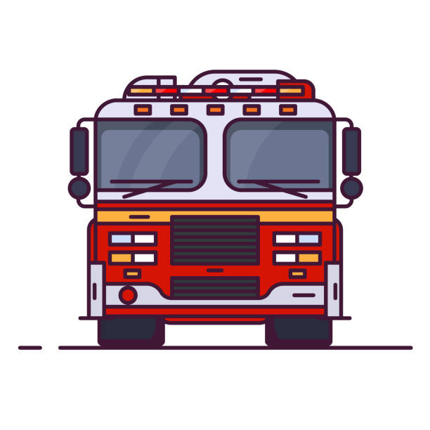 widok z przodu wozie strażackim - fire engine flash stock illustrations