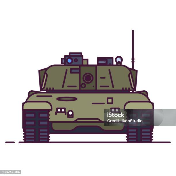 Front View Of Main Battle Tank Stock Illustration - Download Image Now - Armed Forces, Armored Tank, Armored Vehicle