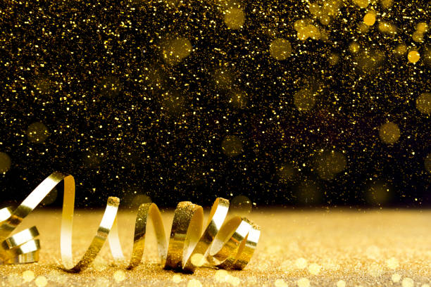istock Christmas holidays background with golden ribbon 1066937618