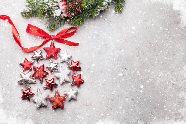 istock Christmas greeting card with fir tree and decor 1066938220