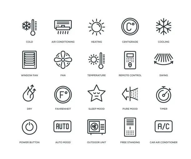 Vector illustration of Air Conditioning Icons - Line Series