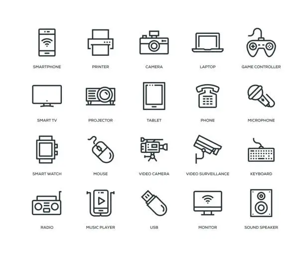 Vector illustration of Technology and Devices Icons - Line Series
