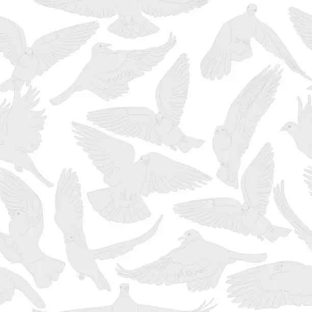 Vector illustration of Flying birds seamless pattern. Vector background