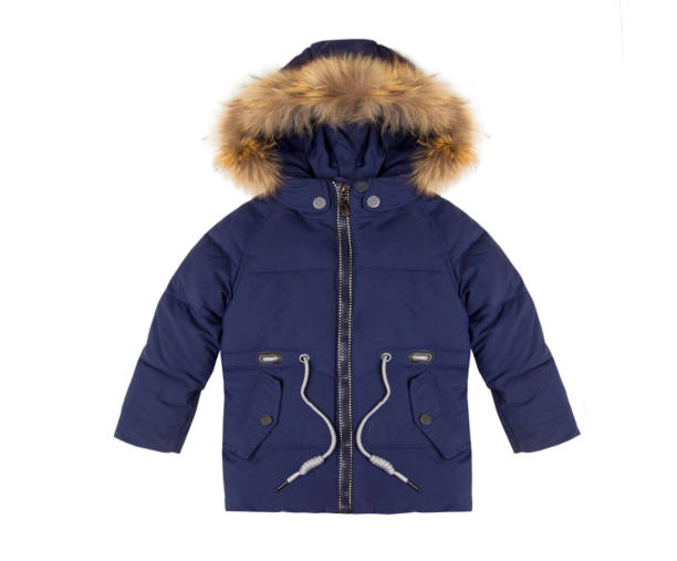 istock Winter blue jacket with hood isolated on white background 1066945152