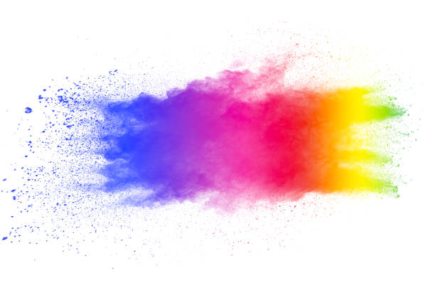 istock Abstract multicolored powder explosion on white background.  Freeze motion of color dust  particles splash. Painted Holi 1066946884