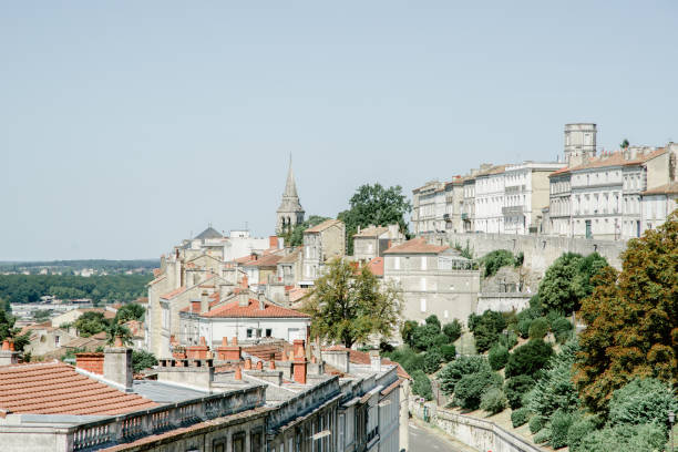 View of old french town Angoulem on the hill View of old french town Angoulem on the hill angouleme stock pictures, royalty-free photos & images