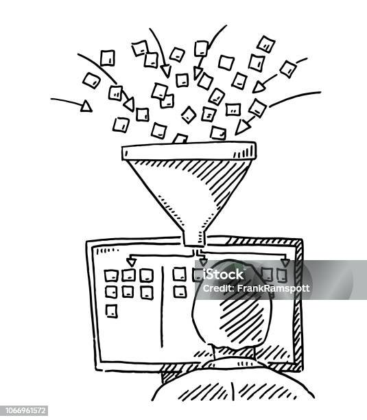 Data Mining Structure Computer Workplace Concept Drawing Stock Illustration - Download Image Now